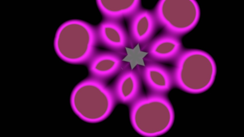 Early NeonBlobKaleido, a soft single-hue magenta metaball with little structure