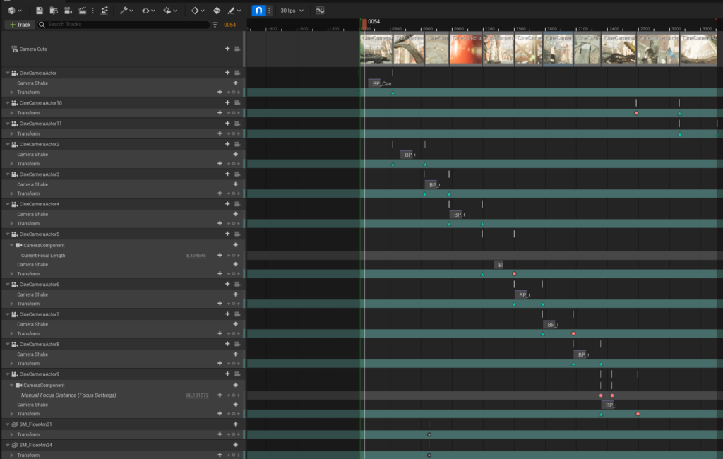 The camera sequencer, matched to the music